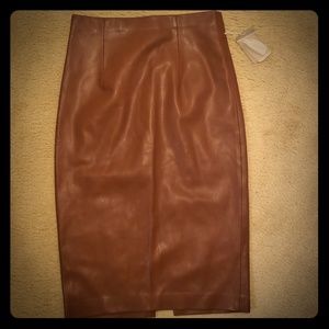 Faux leather midi skirt sz S NWT